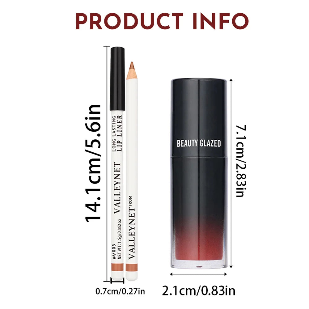 Matte Velvet Lip Liner & Lip Oil Set | Waterproof, Long-Lasting Lip Liner & Oil Set QXL