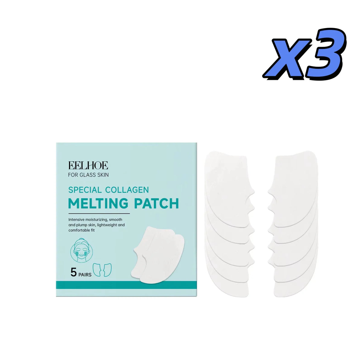 EELHOE Collagen Melting Sheet Mask | Moisturizing Facial Patch 5 Pairs Collagen Sheet Mask QXL 3 x 5pairs boxed