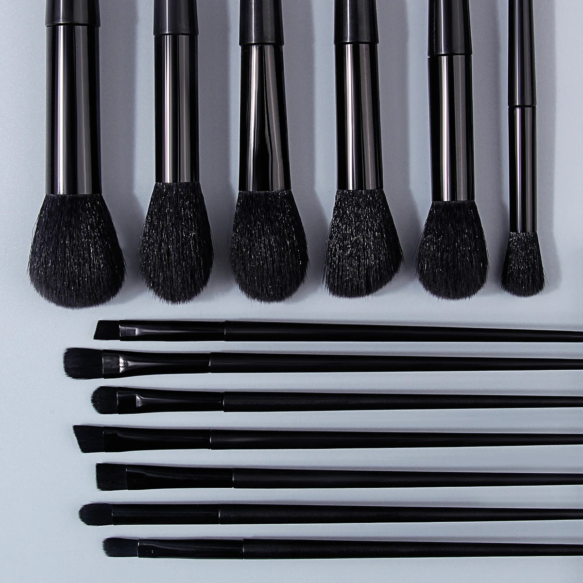 KOSSHOW 15-Pc Black Makeup Brush Set with PU Bag & Puff Makeup Brush Set QXL