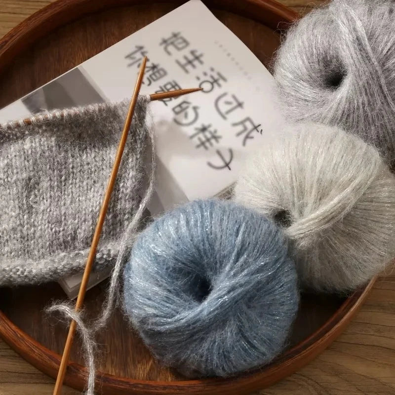 100% Mohair Yarn Ball 25g | DIY Knitting Weaving Glitter Wool Mohair Craft Yarn QXL