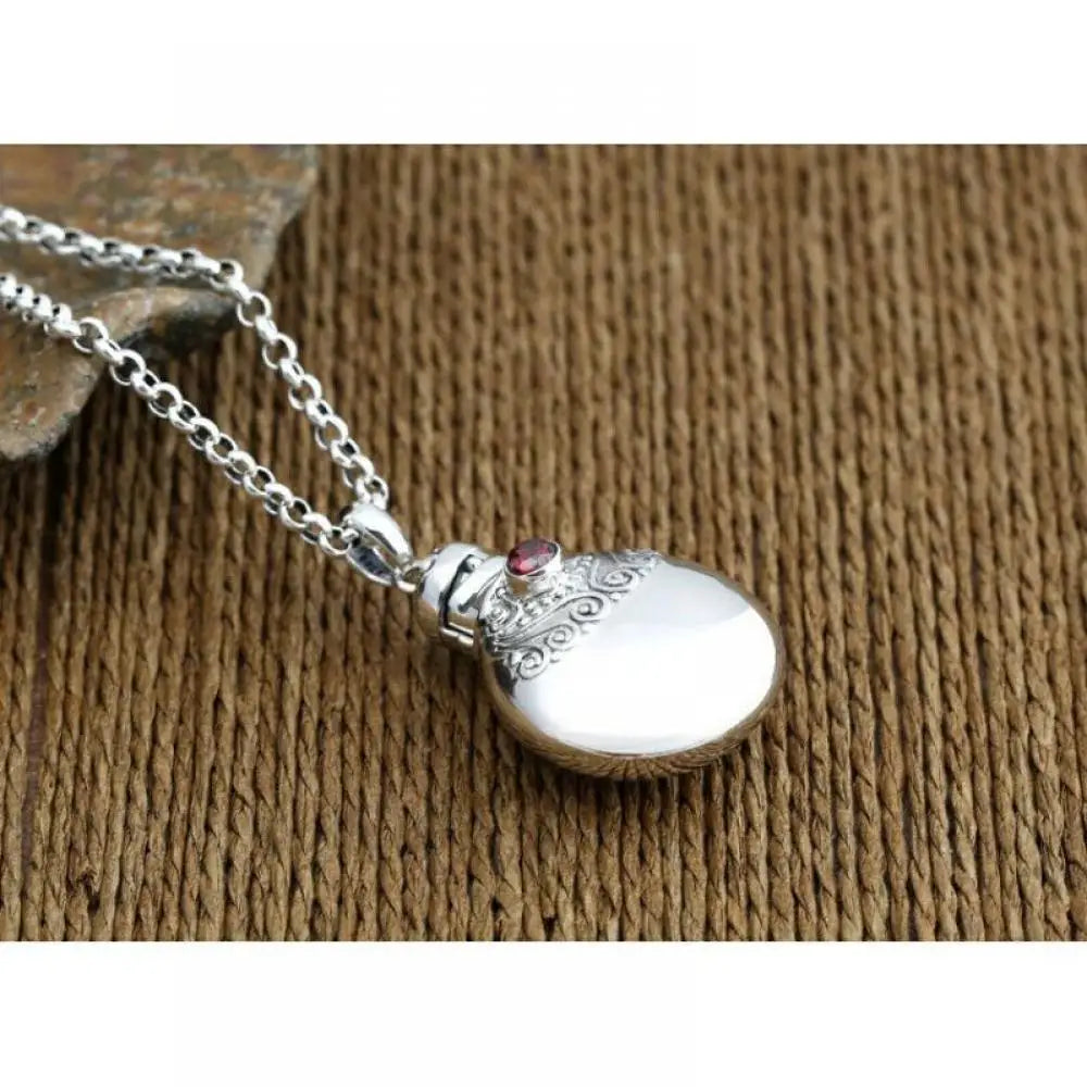 Mini Antique Silver Perfume Pendant Bottle | Openable Locket Perfume Pendant Locket QXL