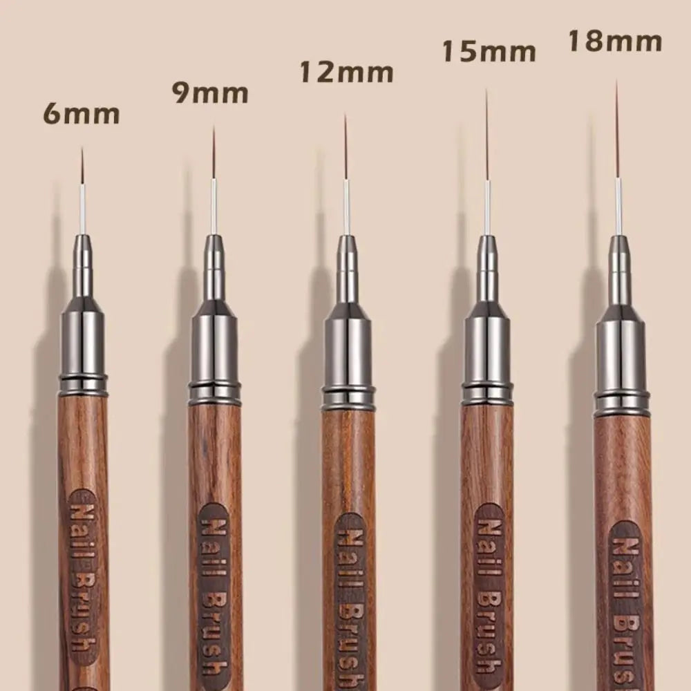 Sandalwood Nail Liner Brush | Fine Nail Art Detail 6–18mm Nail Art Liner Brush QXL