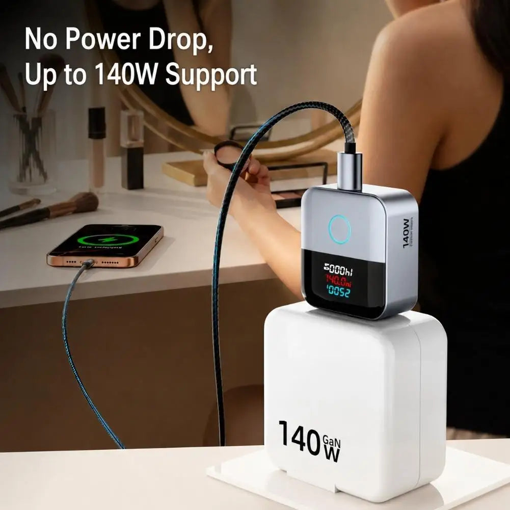 140W USB-C Auto-Disconnect Charger Adapter | Digital Display USB-C Charging Adapter QXL