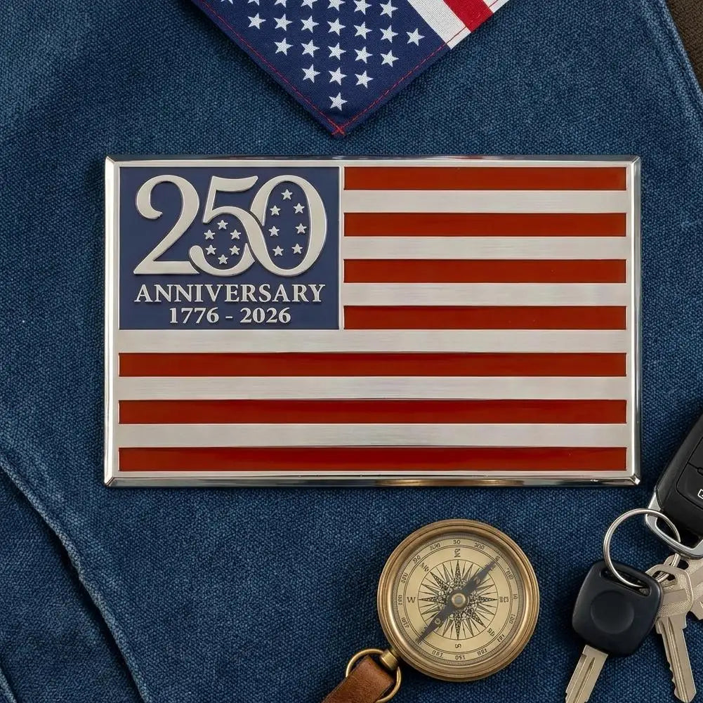 250th Anniversary 1776–2026 Patriotic Metal Flag Car Emblem Metal Car Emblem QXL