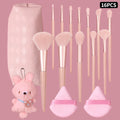 16-Pc Pink Makeup Brush Set | Diamond Bag & Bunny Keychain Makeup Brush Set QXL Pink