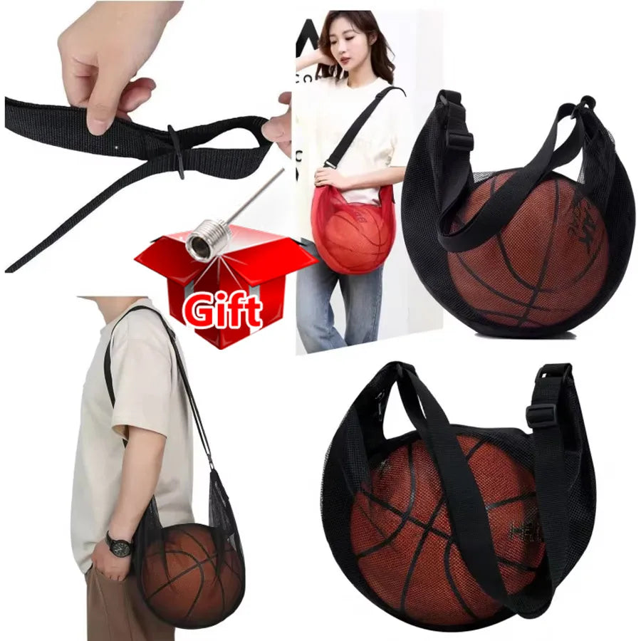 Mesh Ball Bag with Zipper & Crossbody Strap | Size 7 Sports Sports Ball Bag QXL