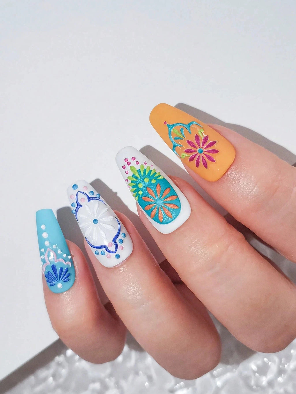 5D Bohemian Mandala Nail Stickers – Embossed Floral Decals Nail Art Stickers QXL