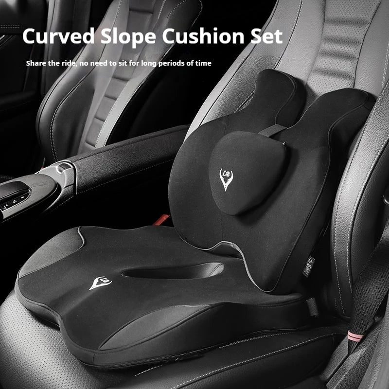 Memory Foam Lumbar & Seat Cushion Set | Office & Car Support Seat & Lumbar Cushion QXL
