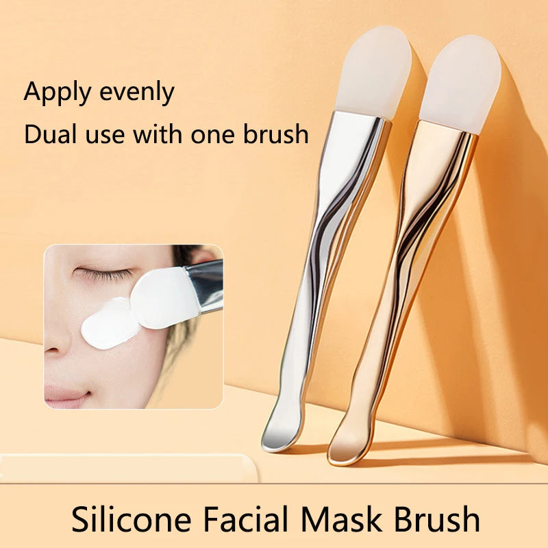 Dual-Head Silicone Face Mask Brush with Digging Spoon Face Mask Brush QXL