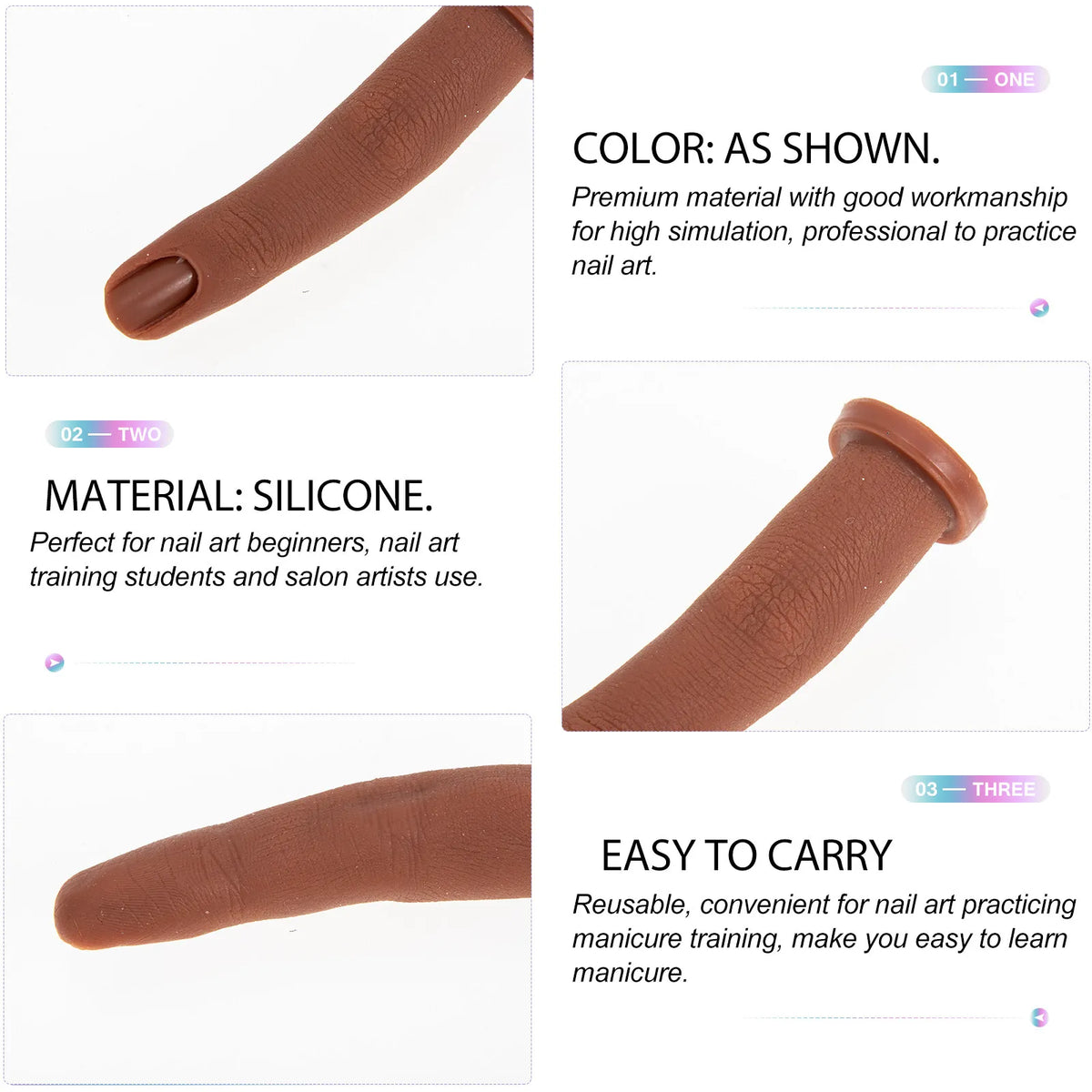 Silicone Fake Finger for Nail Art Practice & Manicure Training Nail Practice Finger QXL