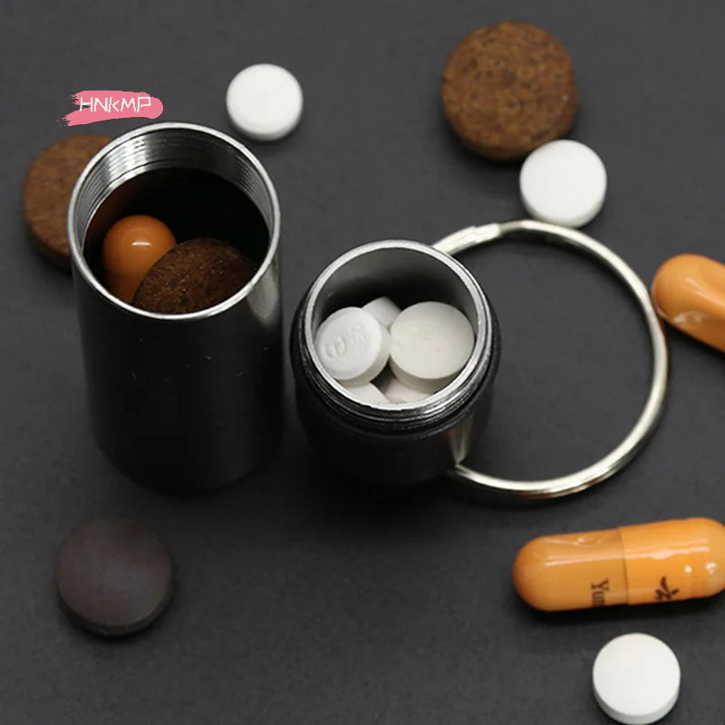 Waterproof Aluminum Pill Box Keychain | Portable Travel Case Pill Box Keychain QXL