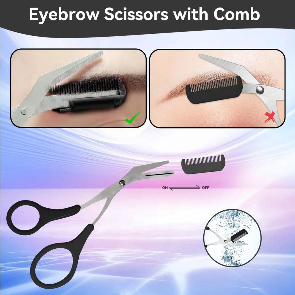 Beginner Eyebrow Trimmer Set | Stainless Steel Brow Grooming Eyebrow Trimmer Set QXL