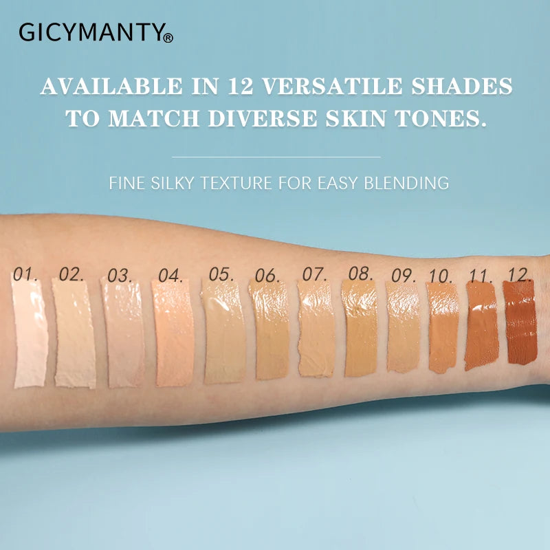 GICYMANTY Soft Focus Liquid Foundation | 12 Shades, Matte Liquid Foundation QXL