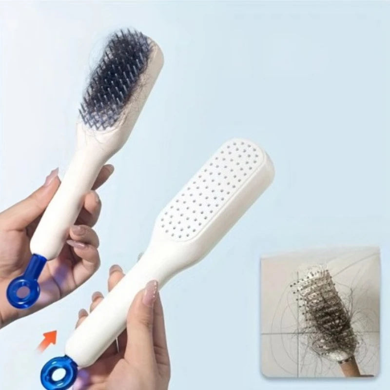 Self-Cleaning Anti-Static Scalp Massage Hairbrush | Retractable Scalp Massage Hairbrush QXL