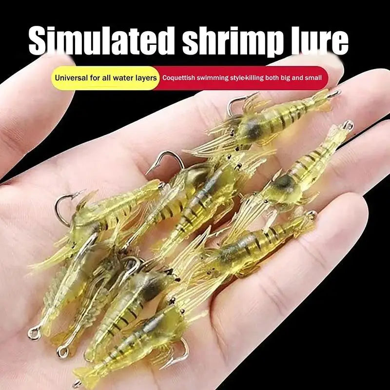 20-Pack Soft Silicone Shrimp Fishing Lures with Jig Hook Soft Fishing Lure QXL