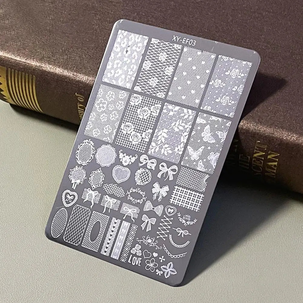 3D Lace Bow Nail Stamping Plate | Elegant Manicure Template Nail Stamping Plate QXL C