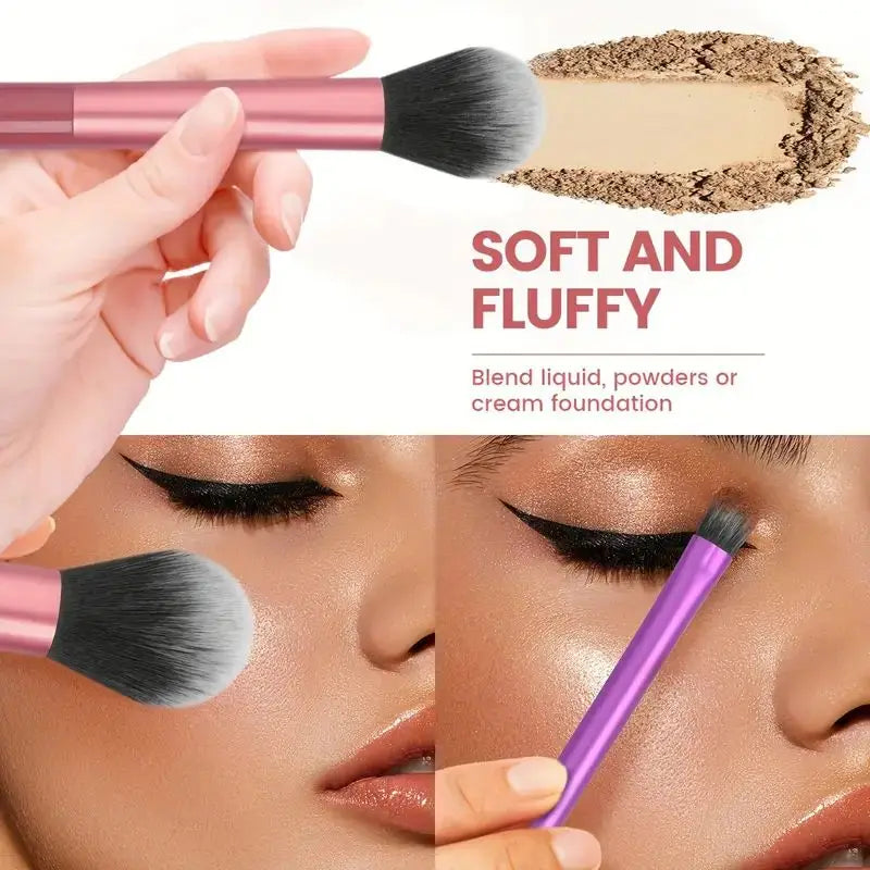 8-Piece Professional Makeup Brush Set | Synthetic Fiber Kit Makeup Brush Set QXL
