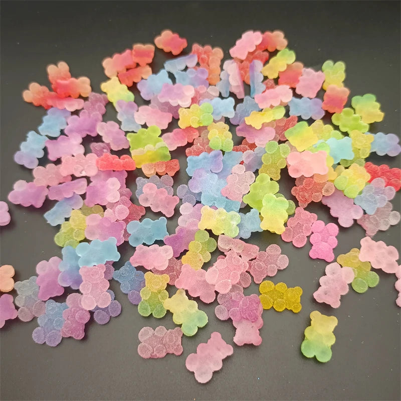 10-Pack 3D Gummy Bear Nail Charms | Kawaii Resin Decorations 3D Nail Charms QXL