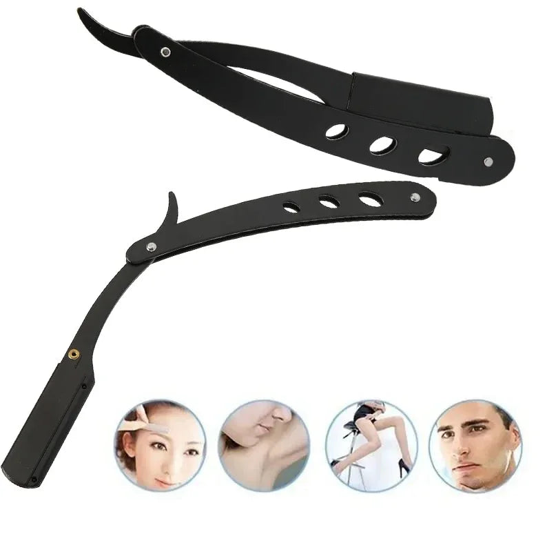Men's Folding Straight Razor | Manual Stainless Steel Blade Folding Straight Razor QXL