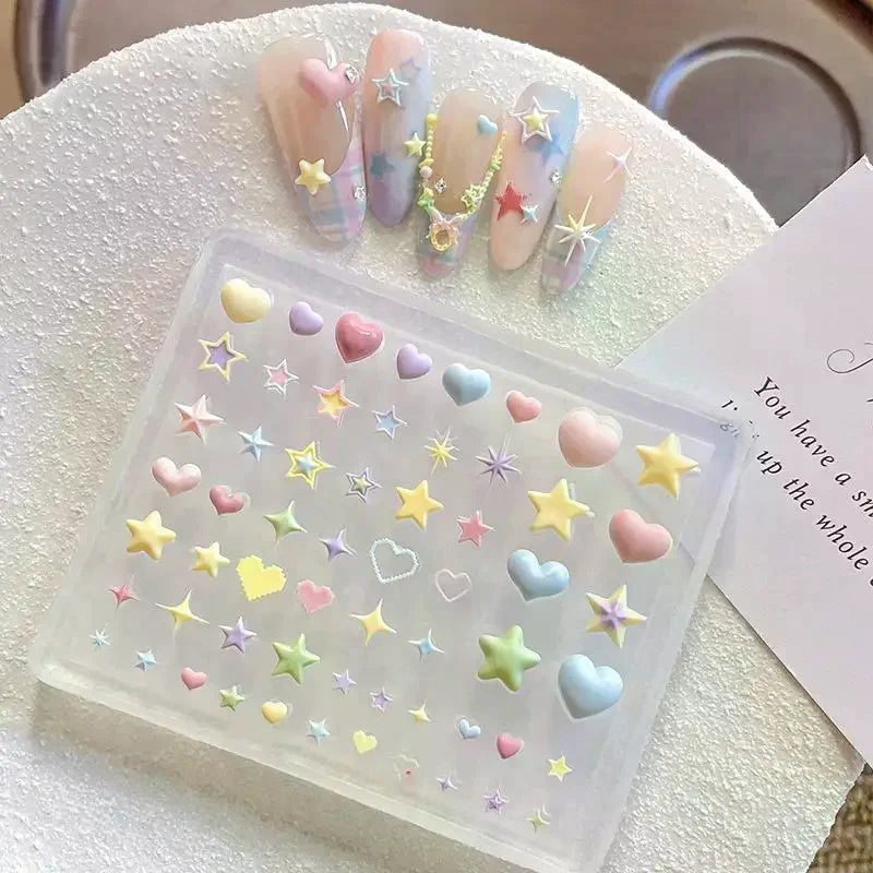 3D Silicone Nail Art Mold – Heart Star Pentagram DIY Charms Silicone Nail Mold QXL