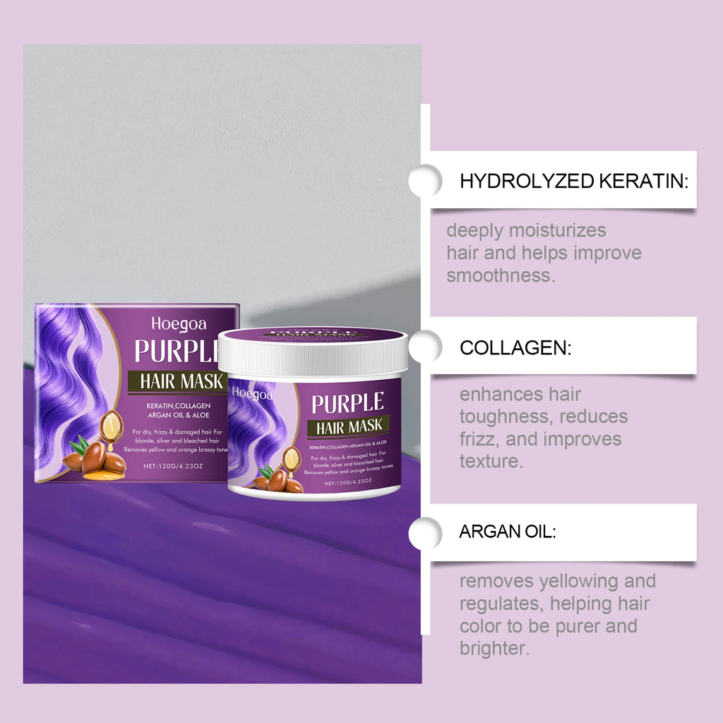 HOEGOA Purple Hair Mask – Toning, Color Lock & Moisture Purple Hair Mask QXL
