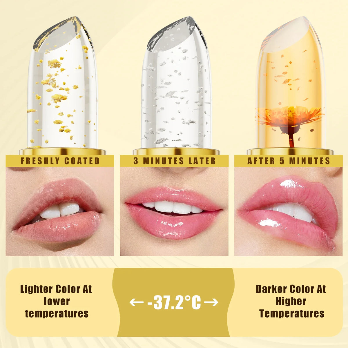 Hello Kiss Gold Foil Color-Change Plumping Lip Balm Longwear Color-Change Lip Balm QXL