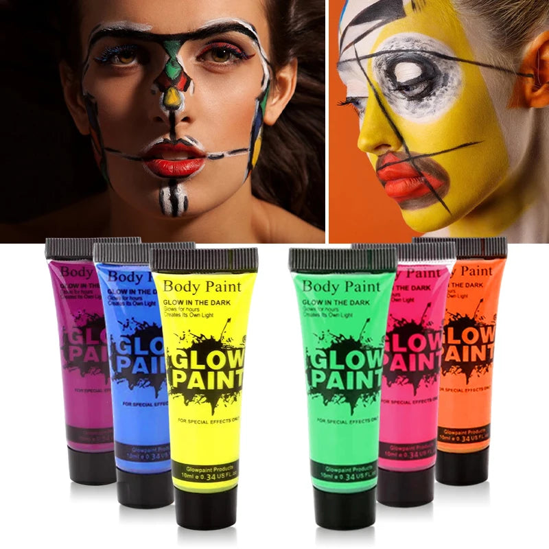 VERONNI UV Neon Body Paint | 8-Color Glow in the Dark Set UV Body Paint Set QXL