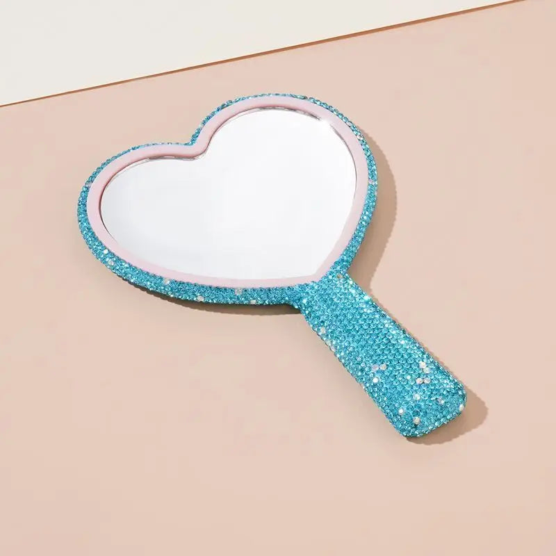 Diamond Heart-Shaped Handheld Makeup Mirror | Portable Handheld Makeup Mirror QXL