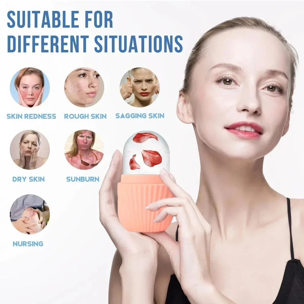 Ice Face Roller & Gua Sha Set | Cooling Facial Massage Ice Facial Roller Set QXL
