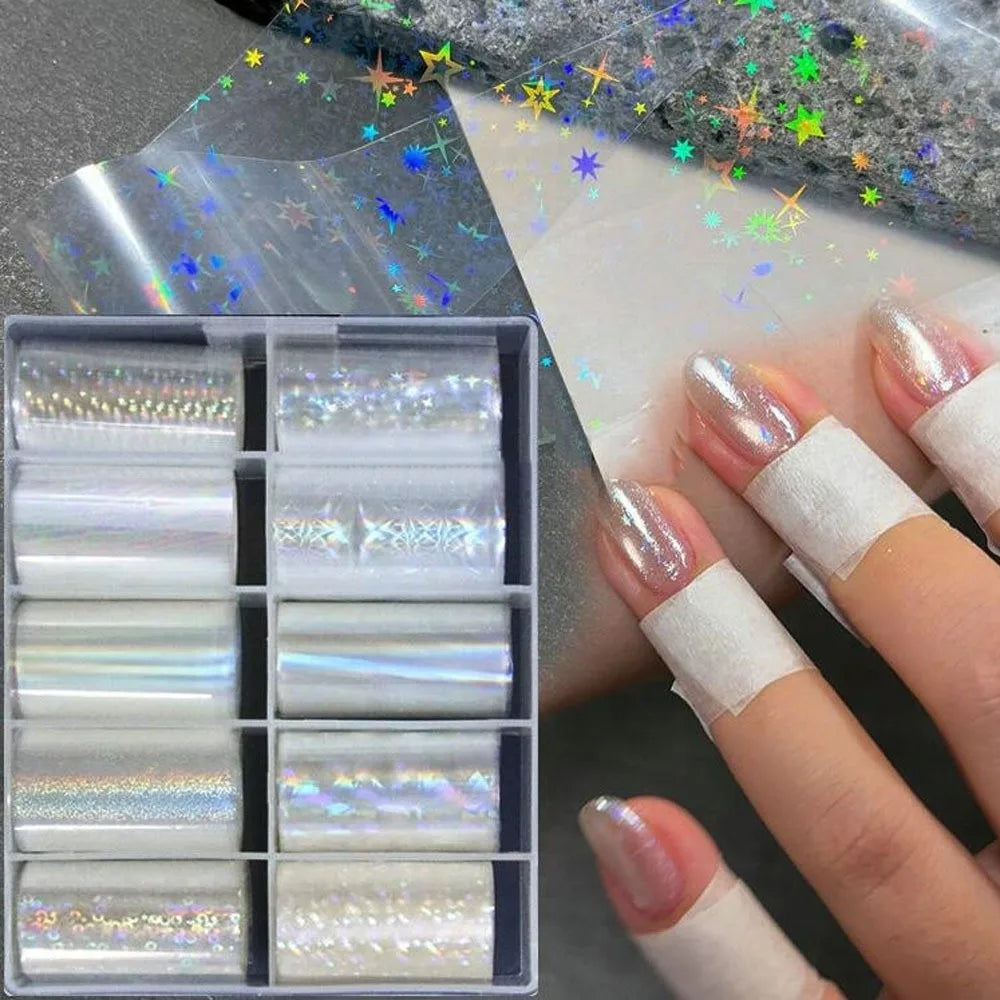 Holographic Mermaid Nail Foil Transfer Stickers | Aurora DIY Nail Foil Stickers QXL