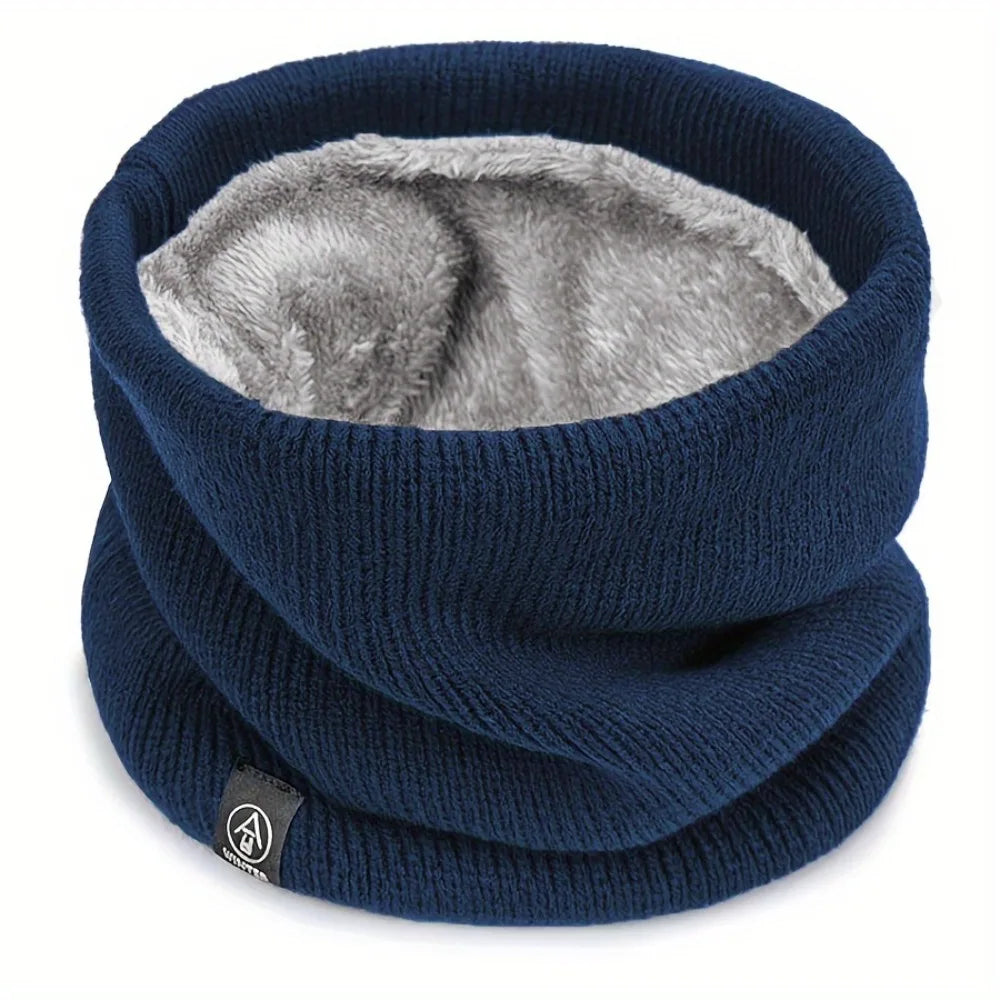 Double-Layer Knit Neck Warmer | Windproof Winter Scarf Unisex Winter Neck Warmer QXL Blue One Size