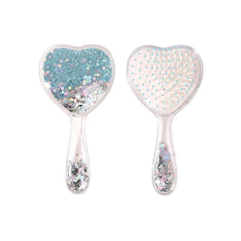 Glitter Heart-Shaped Air Cushion Hair Brush | Scalp Massage Air Cushion Hair Brush QXL Blue