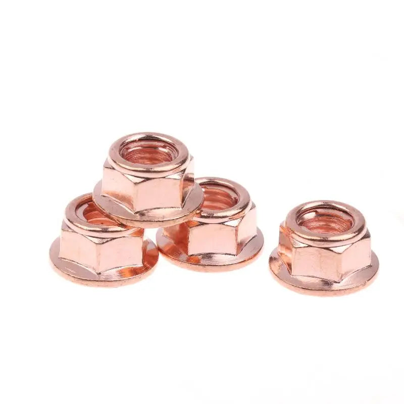 M8 Copper-Plated Exhaust Lock Nuts | Hex Turbo Stud 12/50 Pack Exhaust Lock Nuts QXL