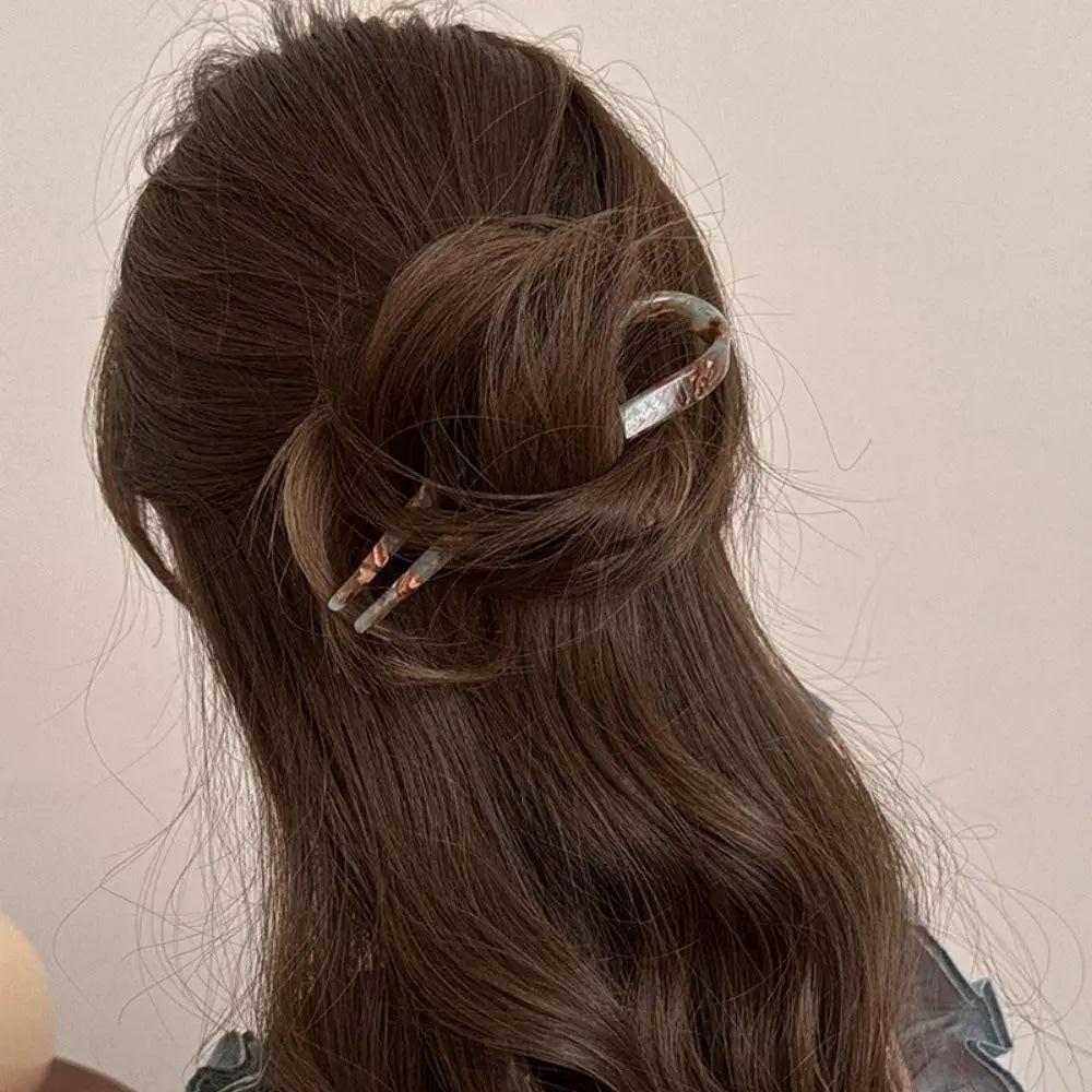 Acetate U-Shaped Hair Stick | Elegant Bun Fork for Women Hair Stick Fork QXL