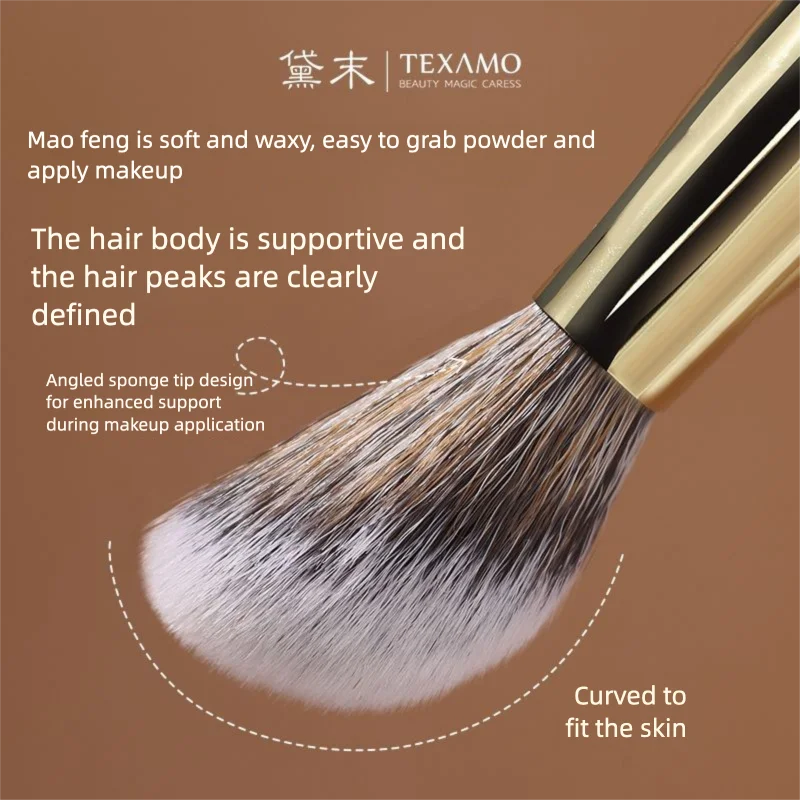 Texamo Slope Blush & Contour Brush | Powder Cream Dotting Contour Makeup Brush QXL