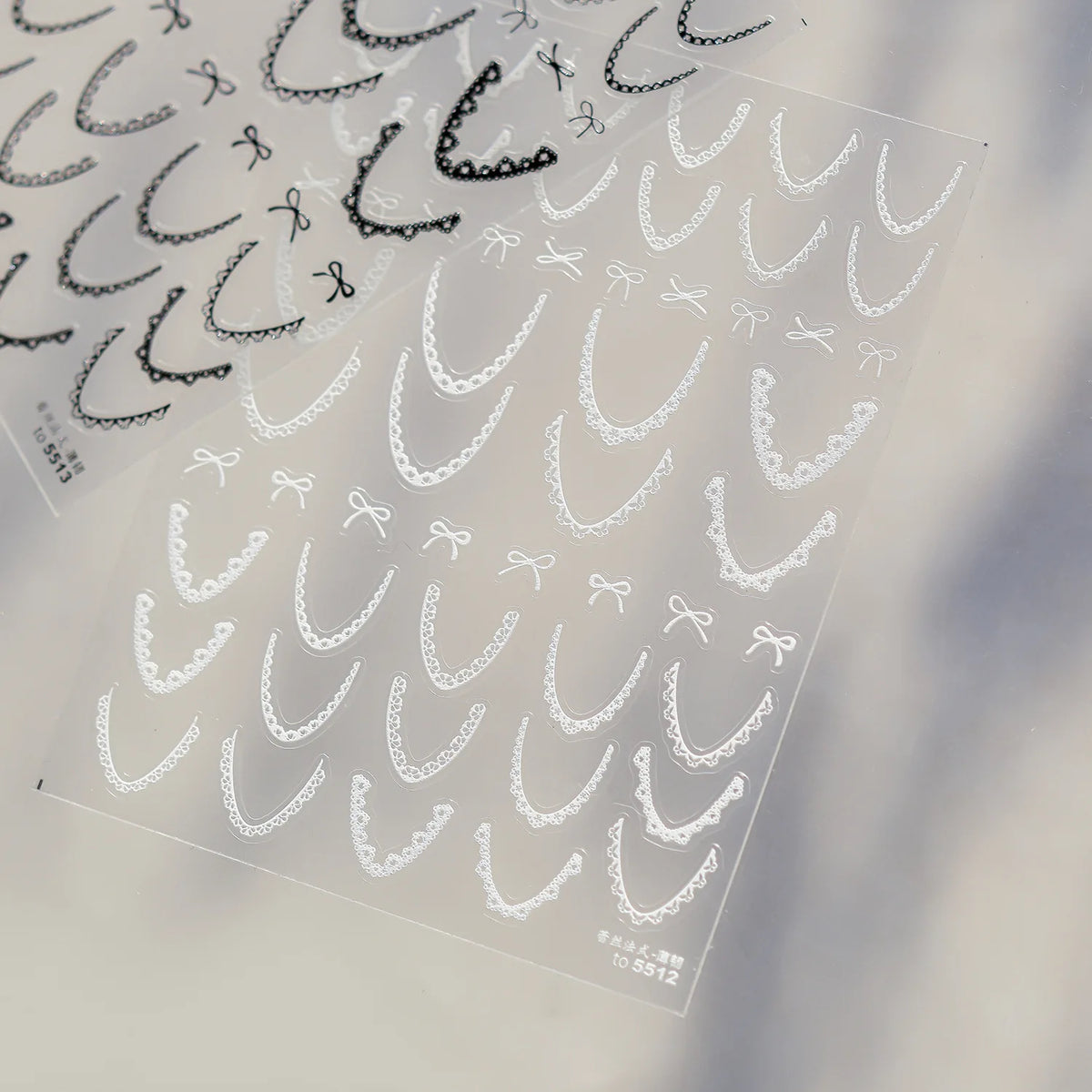 5D Lace French Nail Art Stickers | Ballet Bow Adhesive Decals