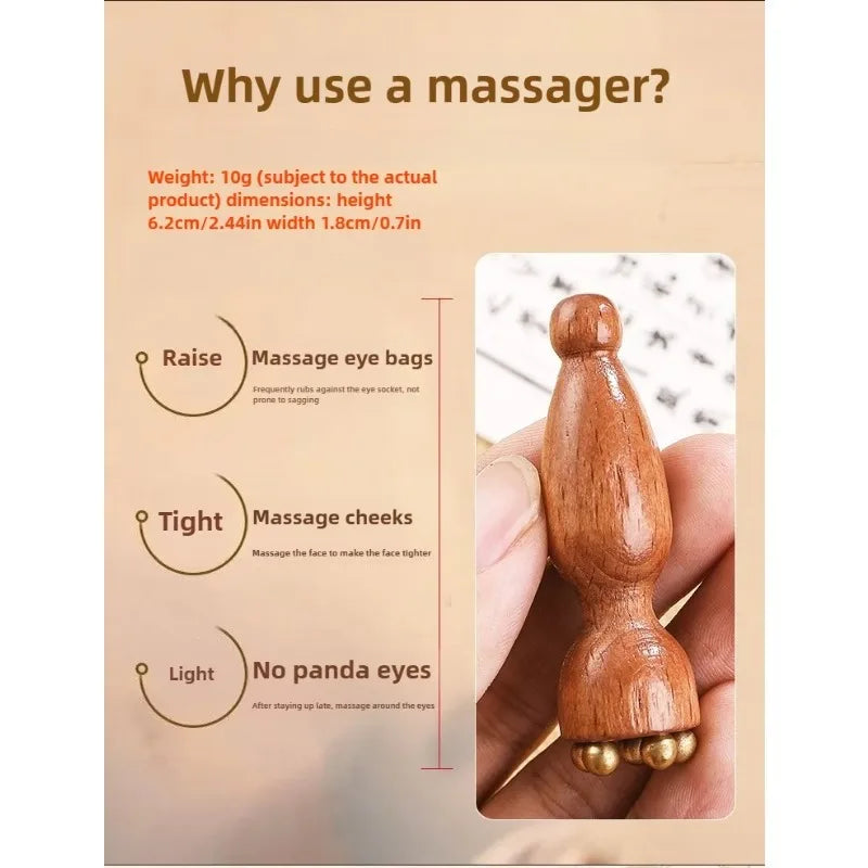 Brass Lotus & Beech Wood Facial Massager Acupressure Set Facial Massager Set QXL