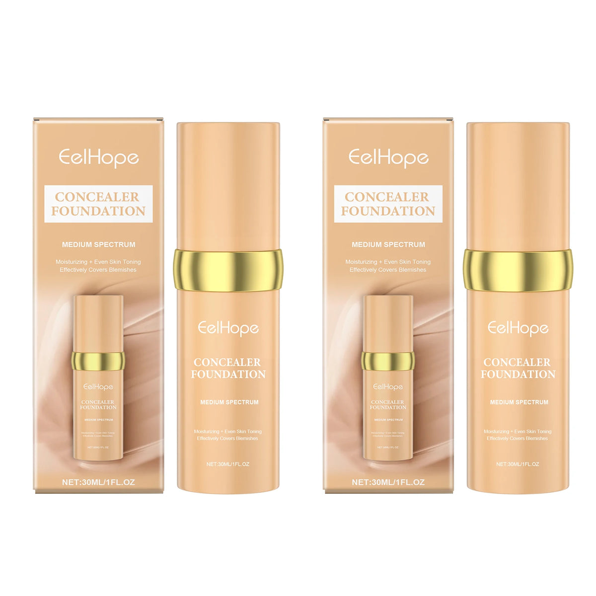 Eelhope Color-Changing Foundation & Concealer | Hydrating 30ml Color-Changing Foundation QXL 2pcs X 30ml