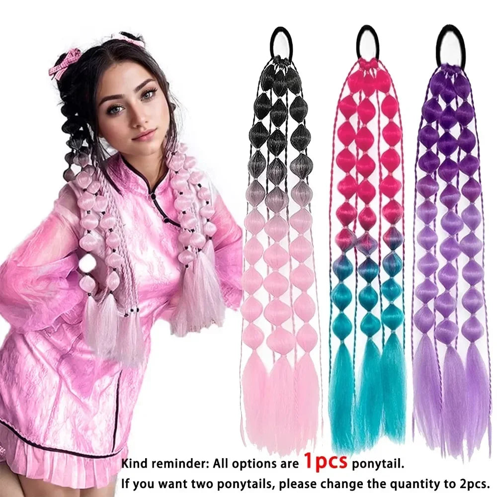 Bubble Ponytail Hair Extension – Braided Synthetic | 20 Inch Braided Hair Extension QXL
