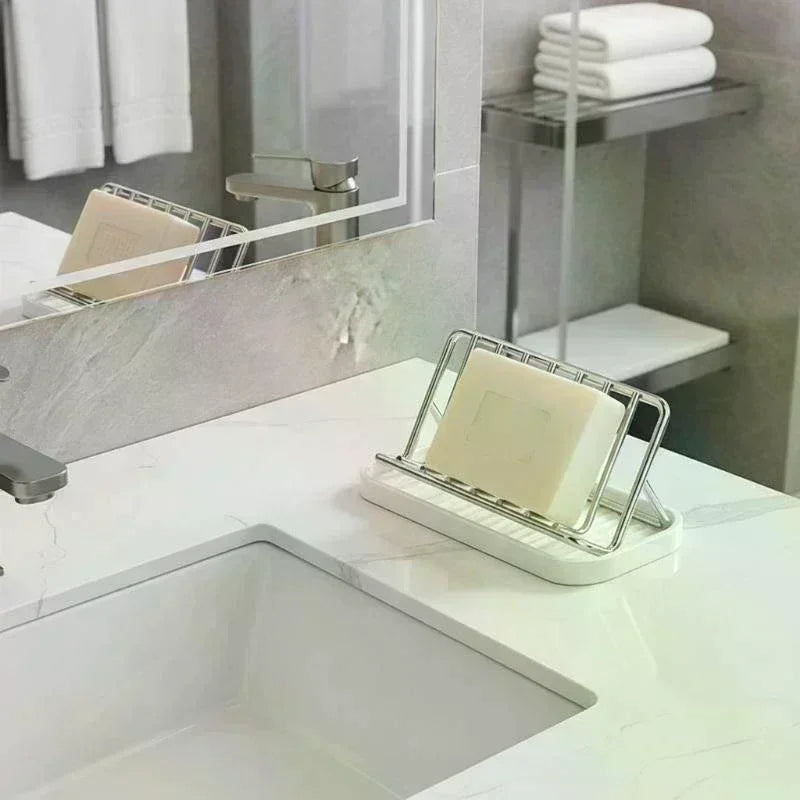 Stainless Steel Soap Dish & Sponge Draining Holder Rack Soap Dish Draining Rack QXL