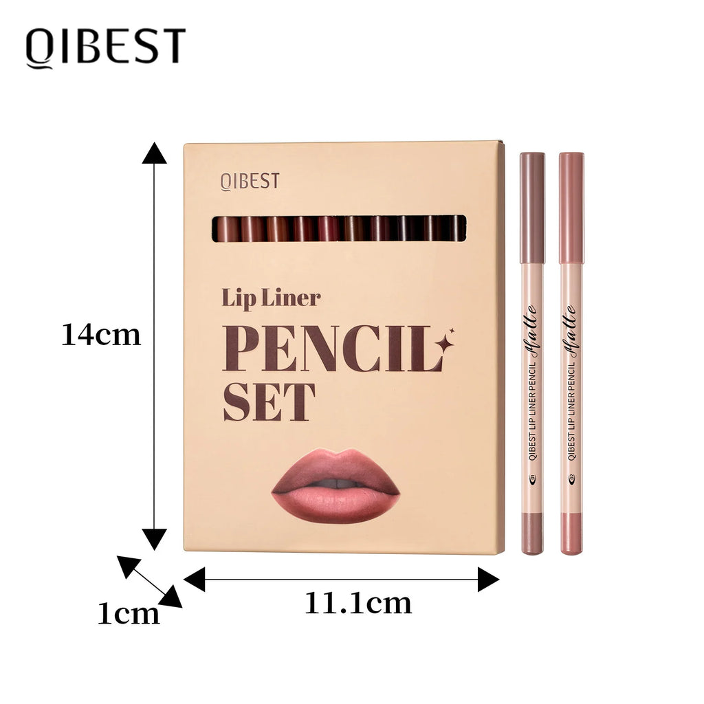 12-Piece Matte Lip Liner Set | Nude Waterproof Wood Pencils Lip Liner Set QXL