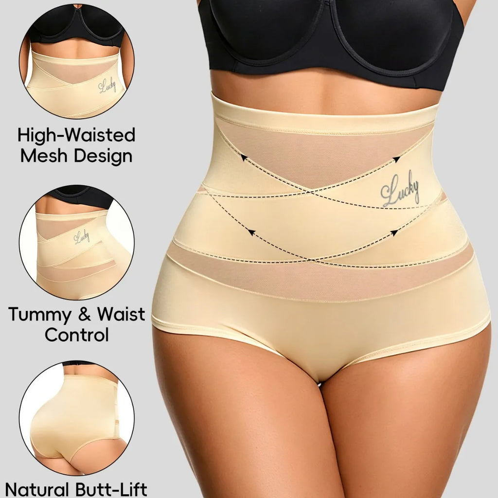 Women's High Waist Mesh Tummy Control Shapewear Butt Lifter Tummy Control Shapewear QXL