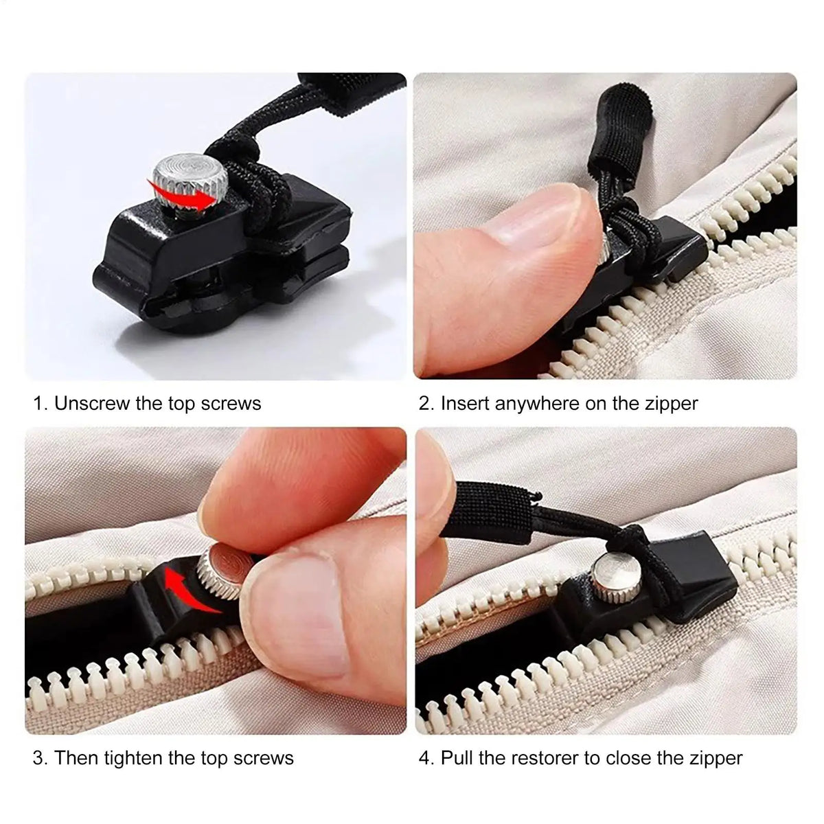 3-Size Zipper Repair Kit | Instant DIY Zipper Puller Fix Zipper Repair Kit QXL