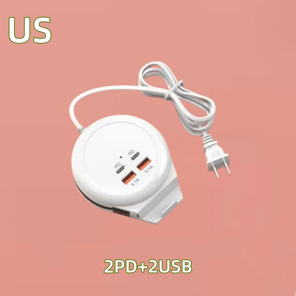 4-Port USB-C Wall Charger 5.1A Fast Charge Adapter + Cable USB Wall Charger QXL US Plug 2USB2PD