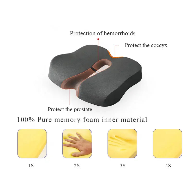 Memory Foam Seat Cushion | Ergonomic Sit Bone Support Memory Foam Cushion QXL