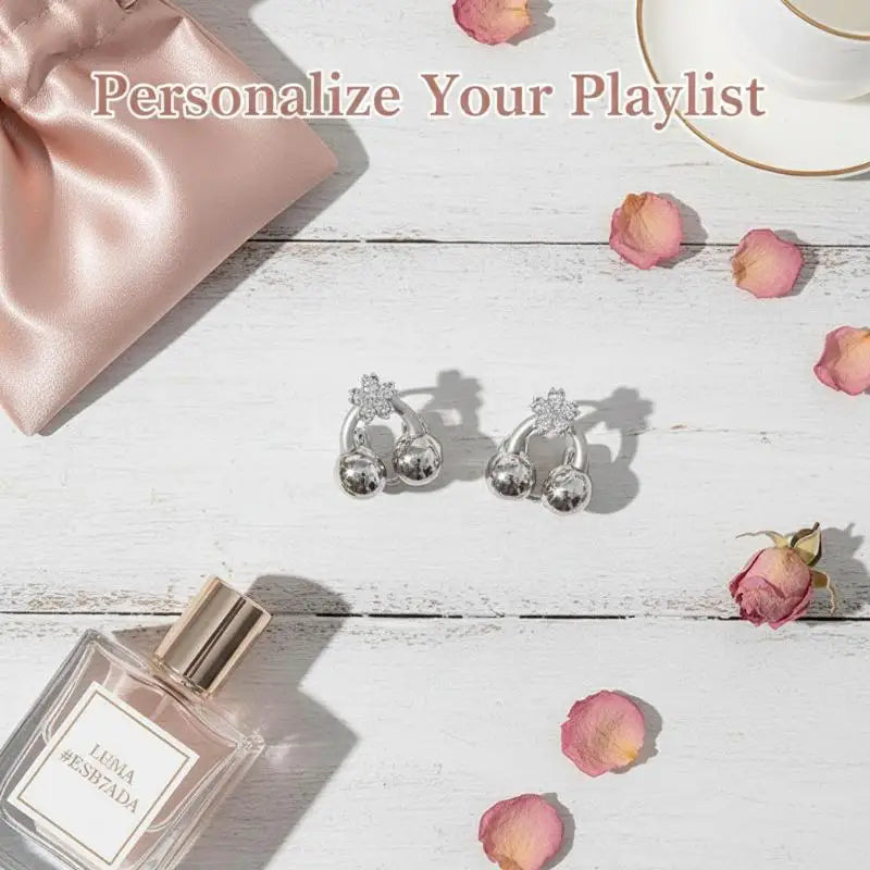 Rotating Flower Rhinestone Earbud Charm Clip | Non-Pierce Earbud Charm Clip QXL