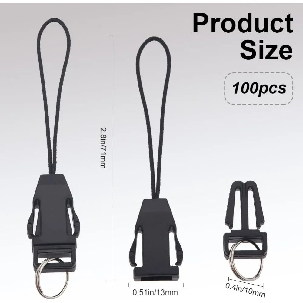 100-Pack Phone Charm Straps | Detachable Buckle & Split Ring Phone Charm Straps QXL