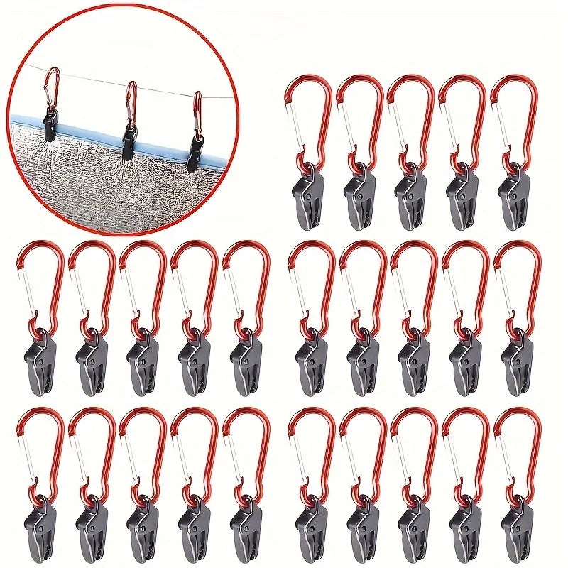 Heavy-Duty Tarp Clips with Carabiner | Windproof Awning Clamps Tarp Clamp Set QXL