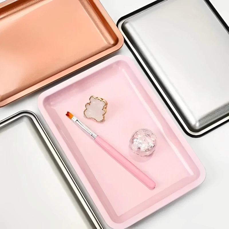 Square Stainless Steel Nail Art & Cosmetic Tool Tray Nail Art Tool Tray QXL
