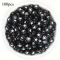 Black Flat Round Acrylic Star Beads – DIY Jewelry & Bracelets Acrylic Craft Beads QXL 100pcs